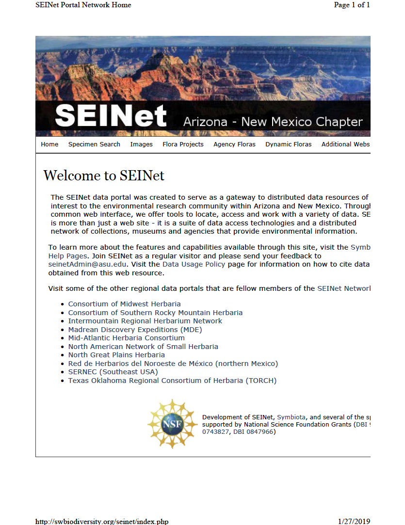 Thumbnail image of document cover: Welcome to SEINet: Arizona - New Mexico Chapter