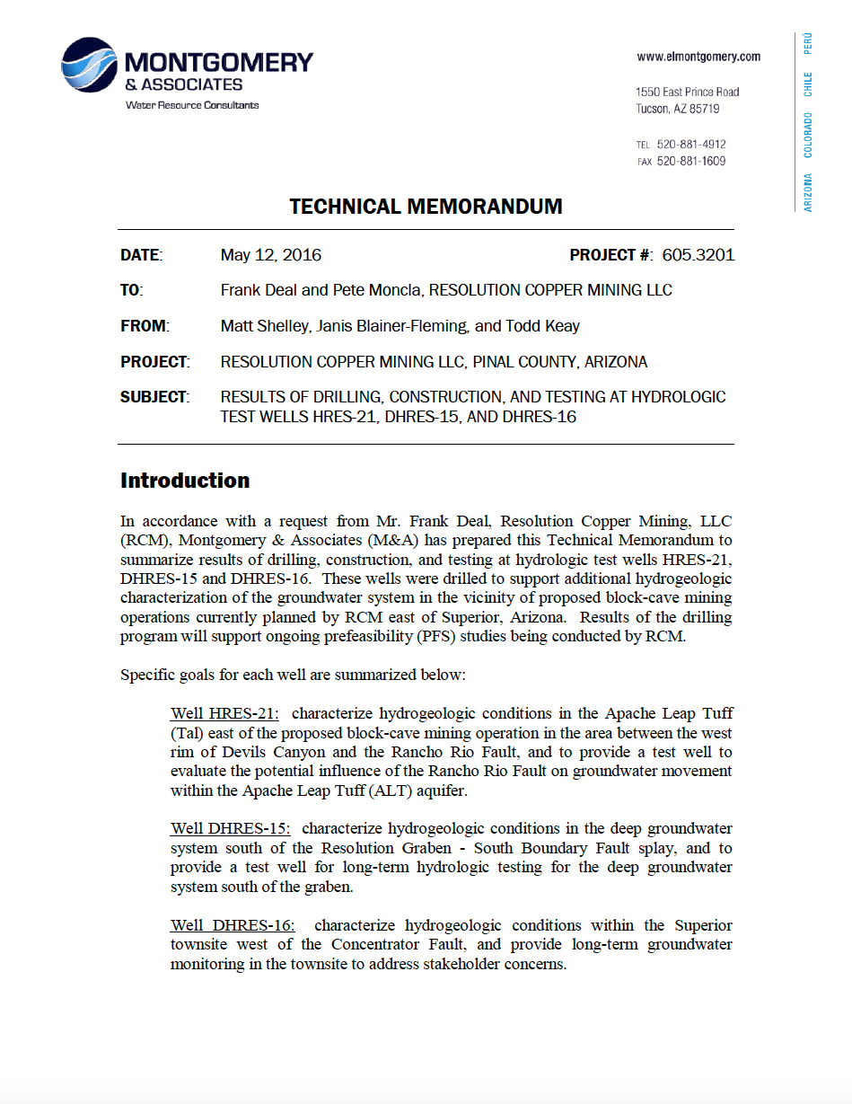 Thumbnail image of document cover: Results of Drilling, Construction, and Testing at Hydrologic Test Wells HRES-21, DHRES-15, and DHRES-16