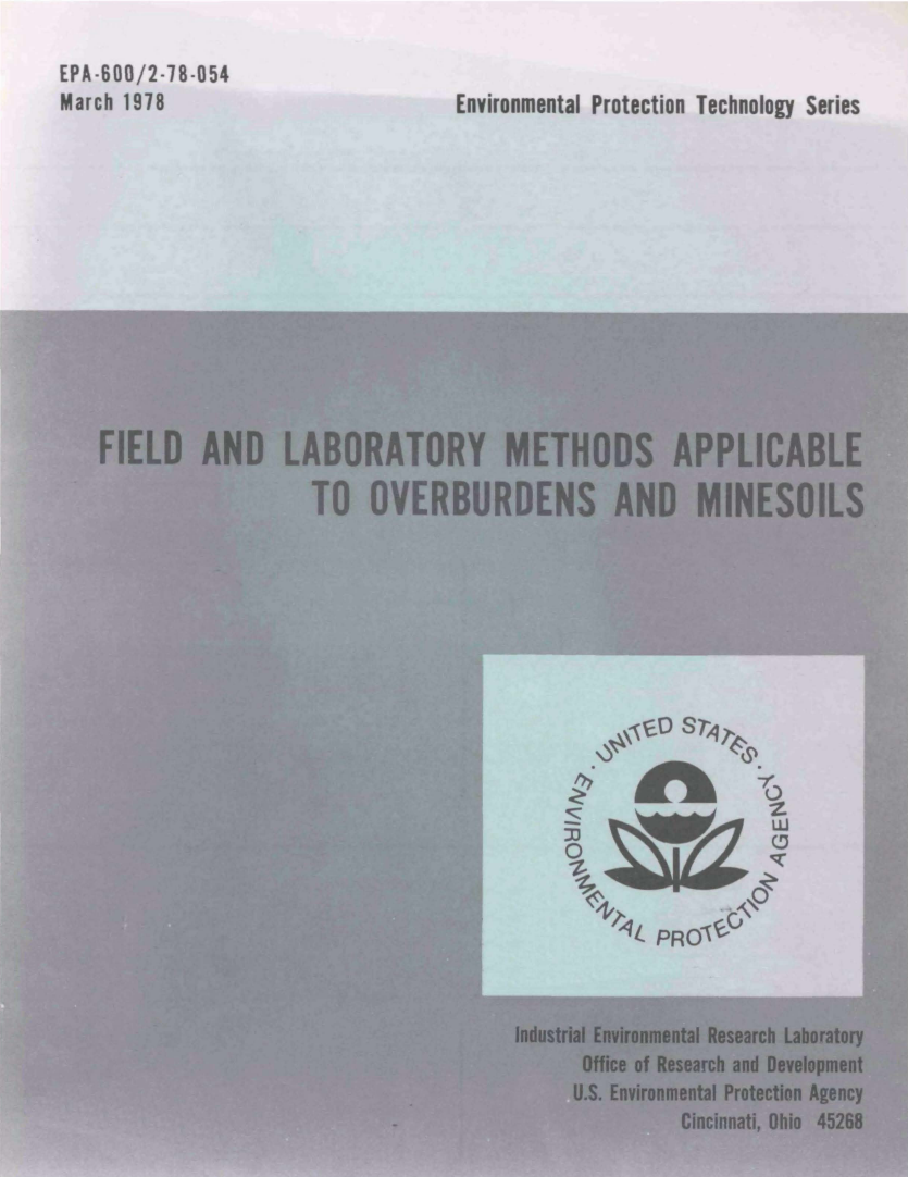 Thumbnail image of document cover: Field and Laboratory Methods Applicable to Overburden and Mine Soils