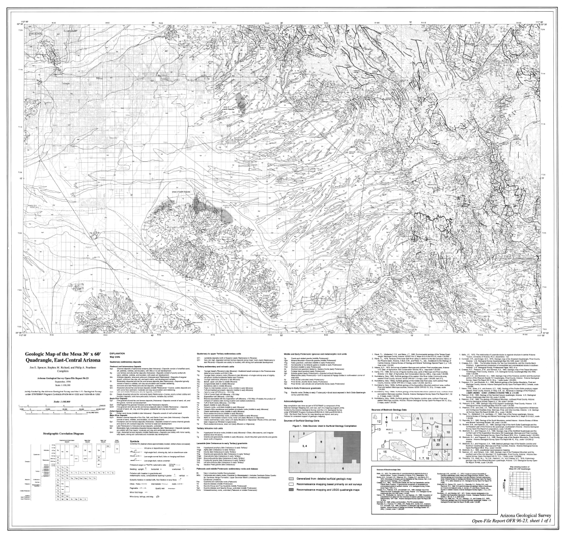 Thumbnail image of document cover: Geologic Map of the Mesa 30' x 60' Quadrangle, East-Central Arizona