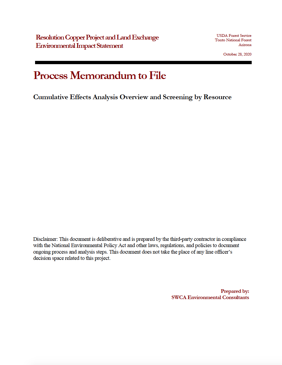 Thumbnail image of document cover: Cumulative Effects Analysis Overview and Screening by Resource