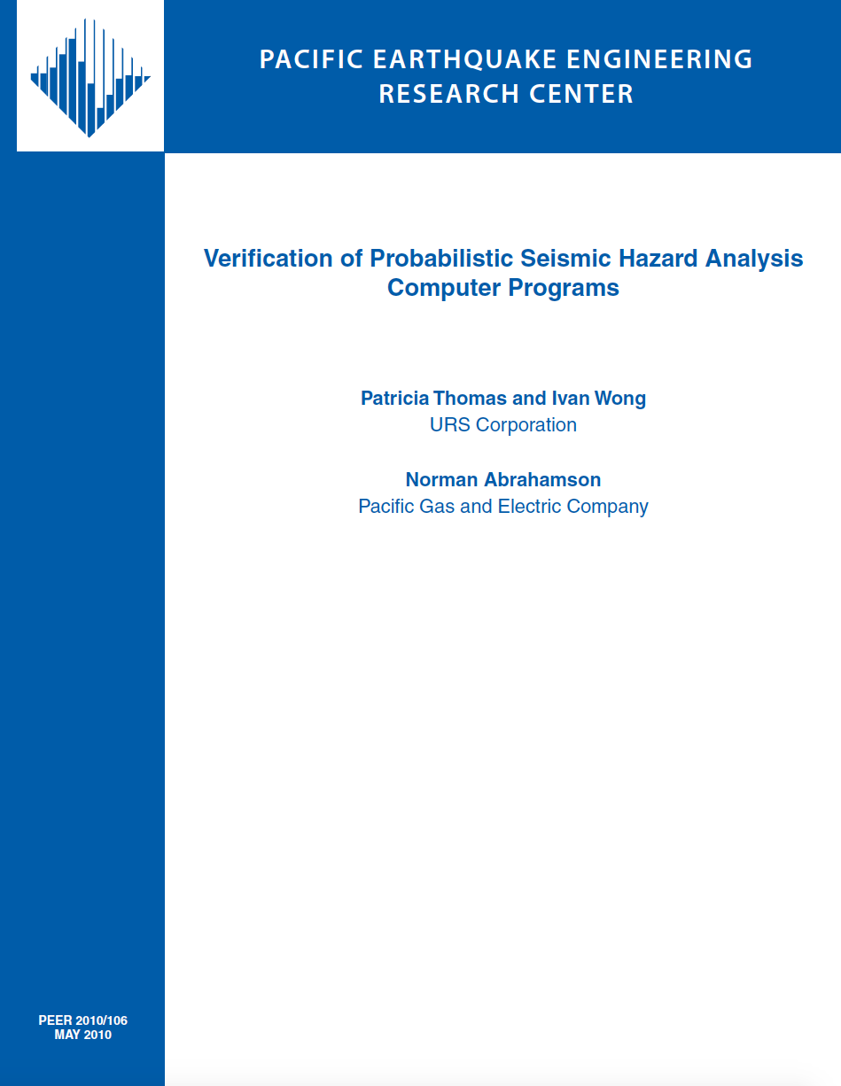 Thumbnail image of document cover: Verification of Probabilistic Seismic Hazard Analysis Computer Programs