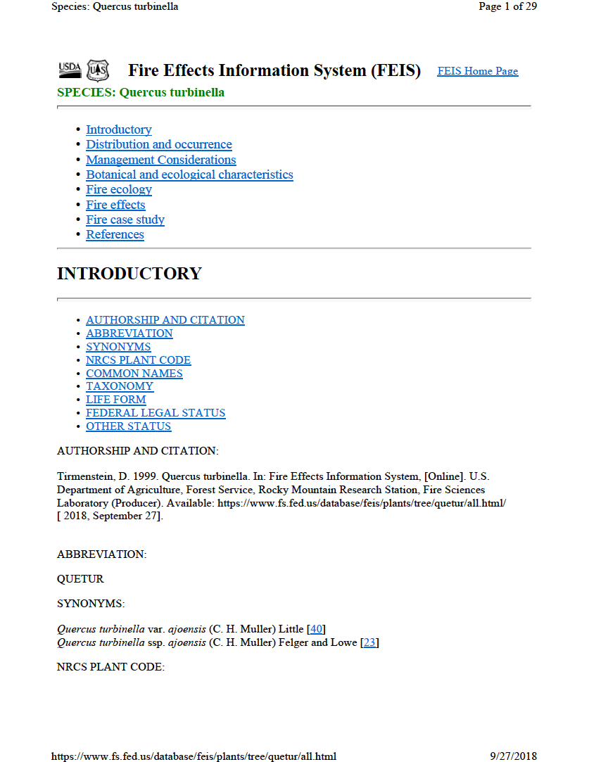 Thumbnail image of document cover: Quercus turbinella