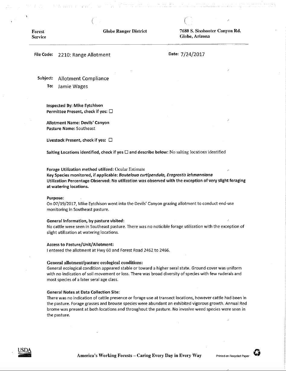 Thumbnail image of document cover: Allotment Compliance Inspection: Devil's Canyon