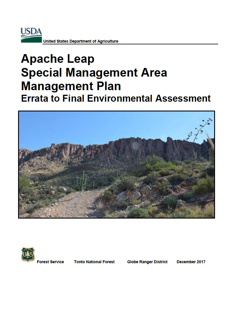 Thumbnail image of document cover: Apache Leap Special Management Area Management Plan: Errata to Final Environmental Assessment