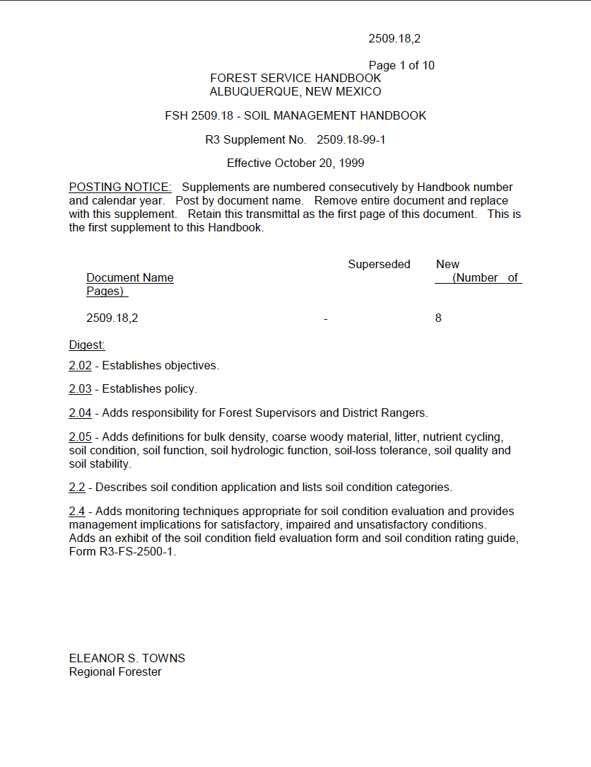 Thumbnail image of document cover: FSH 2509.18 - Soil Management Handbook