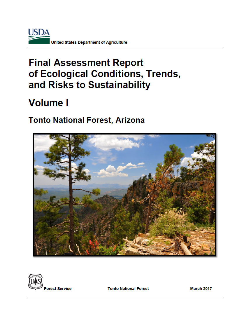 Thumbnail image of document cover: Final Assessment Report of Ecological Conditions, Trends, and Risks to Sustainability, Tonto National Forest: Volume 1