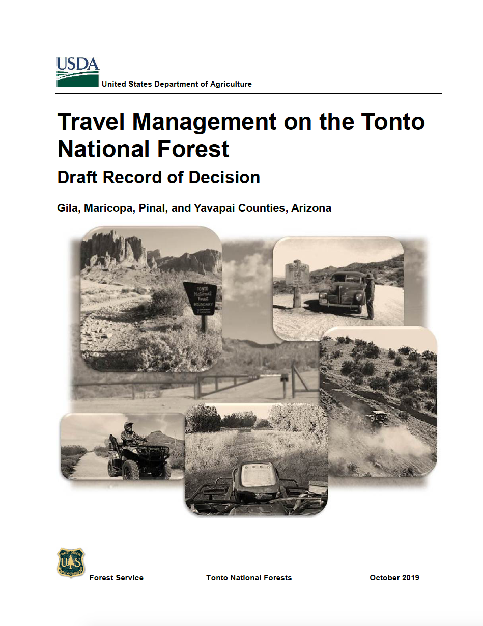 Thumbnail image of document cover: Travel Management on the Tonto National Forest: Draft Record of Decision, Gila, Maricopa, Pinal and Yavapai Counties, Arizona