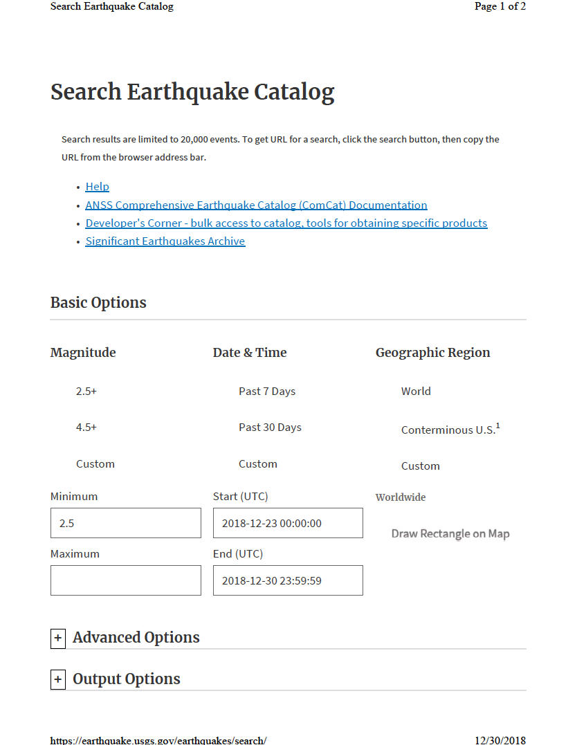 Thumbnail image of document cover: Search Earthquake Catalog