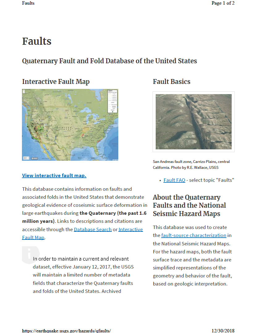 Thumbnail image of document cover: Quaternary Fault and Fold Database of the United States