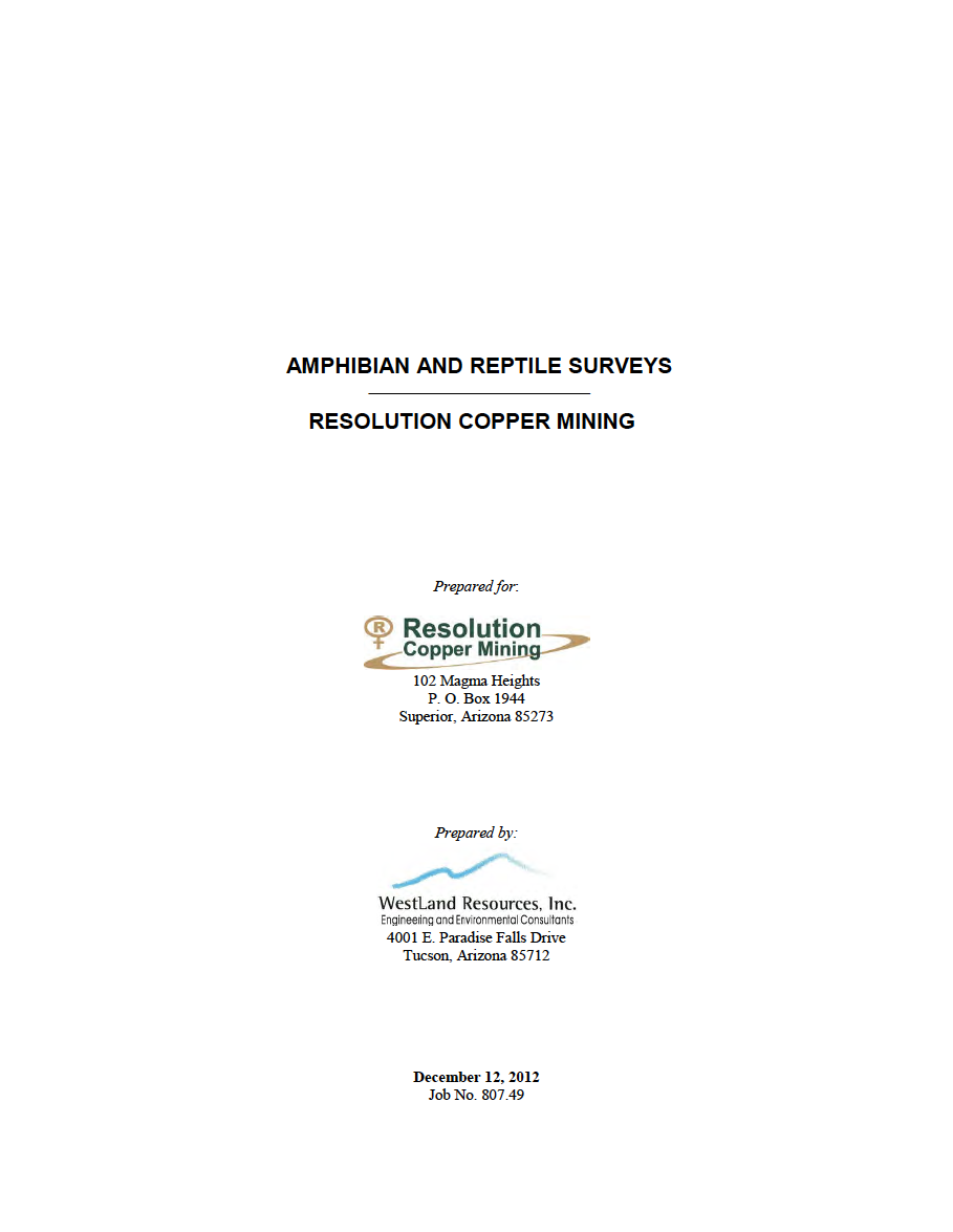 Thumbnail image of document cover: Amphibian and Reptile Surveys