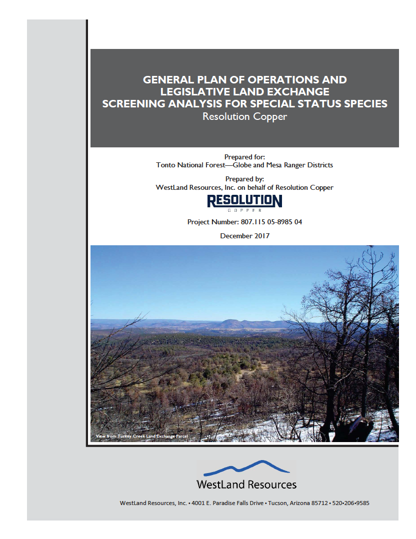 Thumbnail image of document cover: General Plan of Operations and Legislative Land Exchange Screening Analysis for Special Status Species