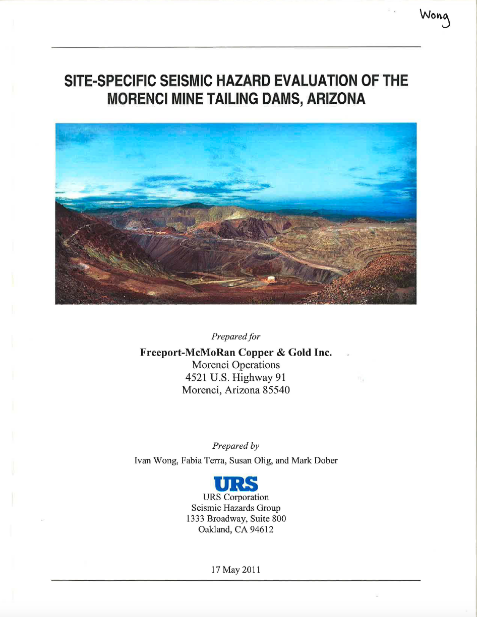 Thumbnail image of document cover: Site-Specific Seismic Hazard Evaluation of the Morenci Mine Tailing Dam, Arizona