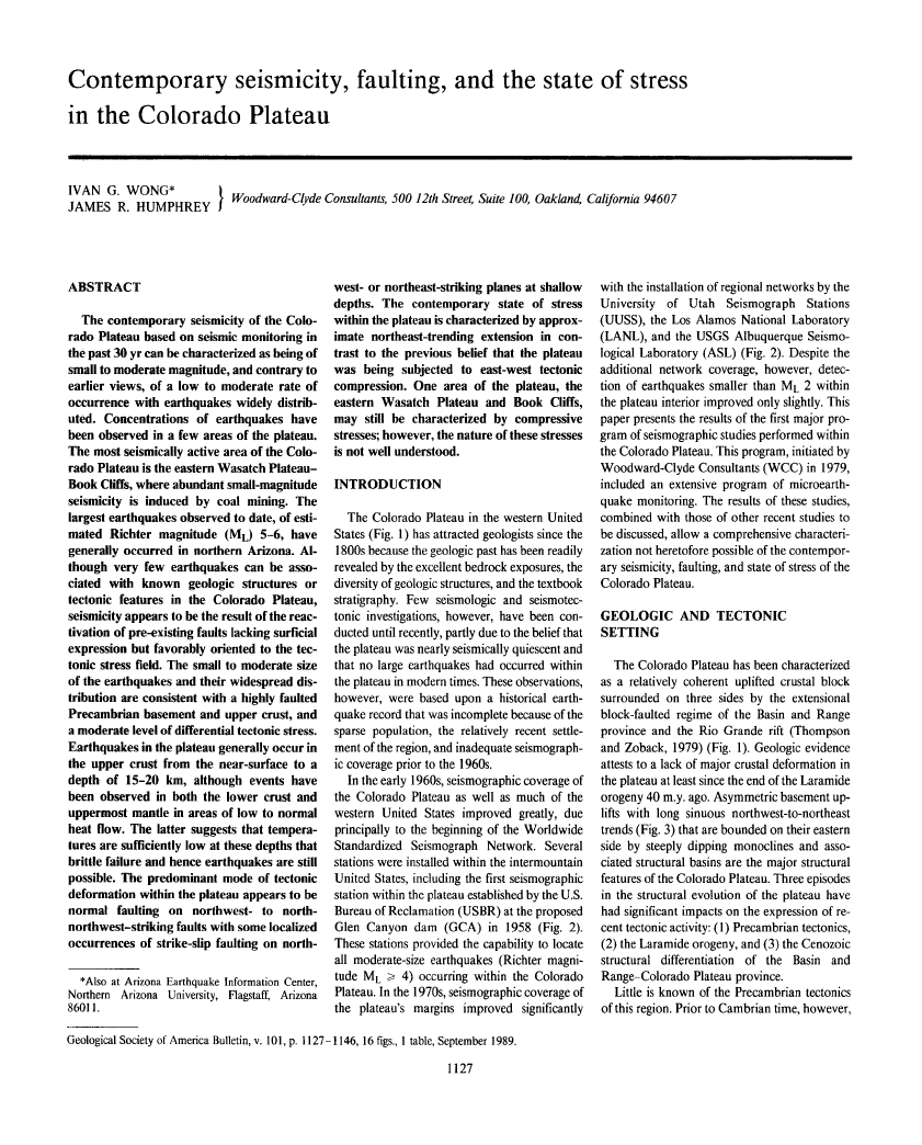 Thumbnail image of document cover: Contemporary Seismicity, Faulting, and the State of Stress in the Colorado Plateau