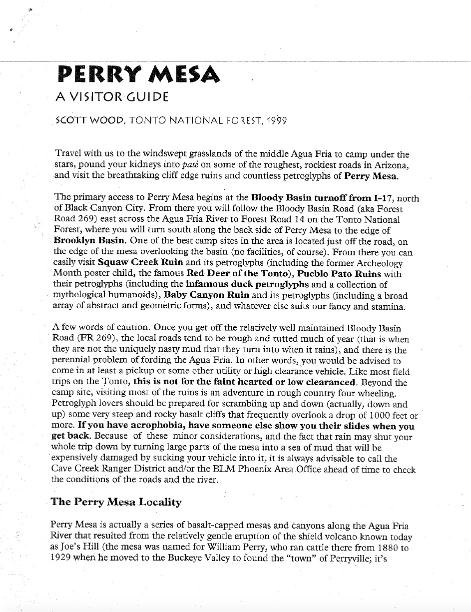 Thumbnail image of document cover: Perry Mesa, a Visitor's Guide