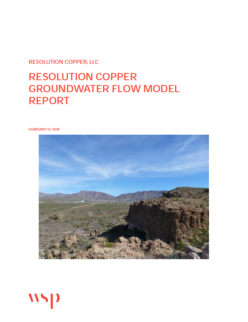 Thumbnail image of document cover: Resolution Copper Groundwater Flow Model Report