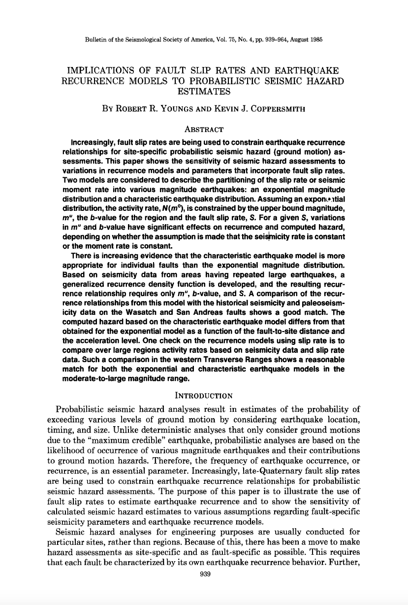 Thumbnail image of document cover: Implications of Fault Slip Rates and Earthquake Recurrence Models to Probabilistic Seismic Hazard Estimates