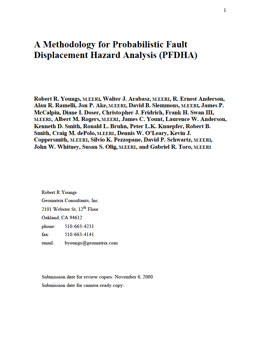 Thumbnail image of document cover: A Methodology for Probabalistic Fault Displacement Hazard Analysis (PFDHA)